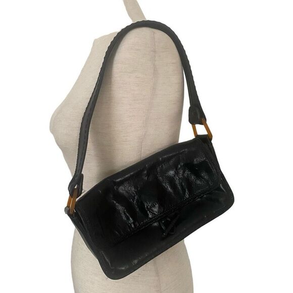 Cole Haan Black Leather Shoulder Hobo Bag Small/Medium Trendy Classic Designer - Picture 2 of 13